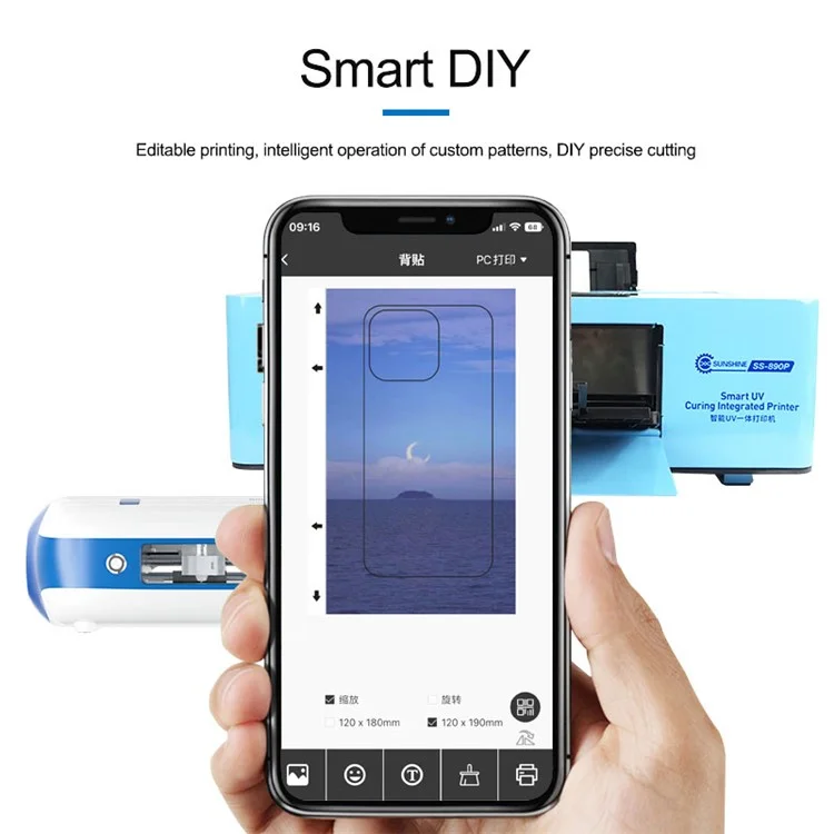 SUNSHINE SS-870C Mini WiFi DIY Smart Hydrogel Film Cutting Machine Intelligent Cloud Cutter Phone Screen Film Slicing for Devices Under 11 Inches - EU Plug