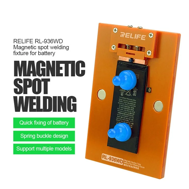 RELIFE RL-936WD Magnetic Spot Welding Fixture Locating Plate Portable Welder Battery Repair Tool for iPhone Battery Chip Replacement and Protection