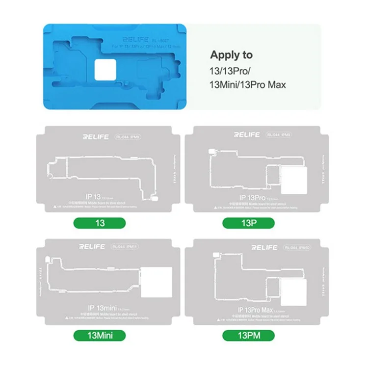 RELIFE RL-601T 18-in-1 Mid-mid Layer Tin Planting Platform Fexture Set Para Iphone X-14 Pro Max Herramientas de Reparación de Teléfonos Multifuncionales