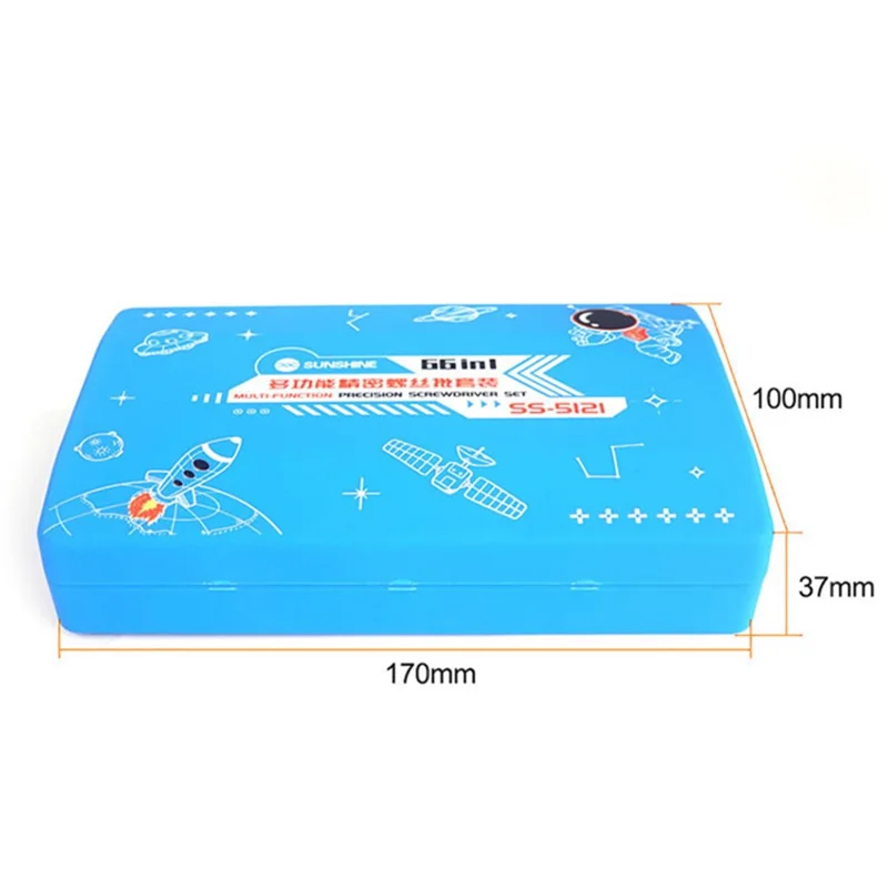 SUNSHINE SS-5121 66-in-1 Präzisions-Schraubendrehersatz mit 64 Bits, magnetisches Fahrerzubehör-Set, professionelles Elektronikreparatur-Werkzeug