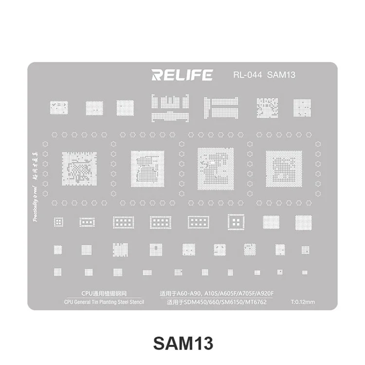 RELIFE RL-044 Serie SAM V2.0 para teléfonos móviles Samsung 15 piezas / juego Plantilla de acero integrada Plantilla de rejilla de soldadura de estaño integrada