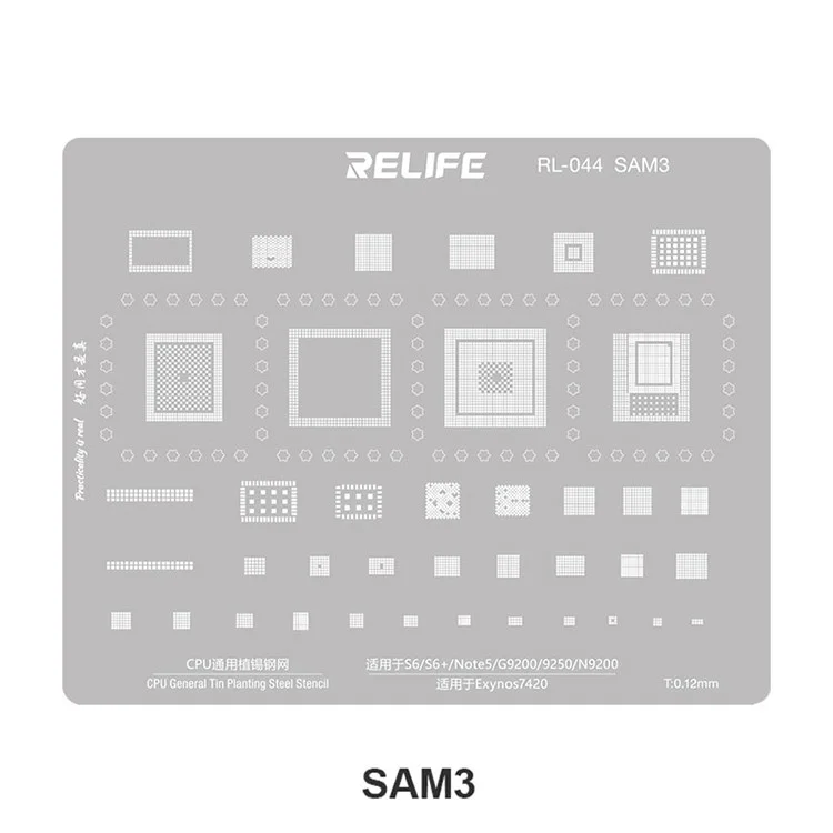 RELIFE RL-044 Serie SAM V2.0 para teléfonos móviles Samsung 15 piezas / juego Plantilla de acero integrada Plantilla de rejilla de soldadura de estaño integrada