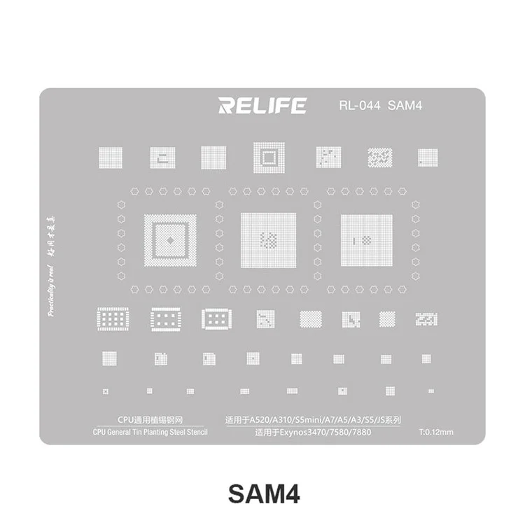 RELIFE RL-044 Serie SAM V2.0 para teléfonos móviles Samsung 15 piezas / juego Plantilla de acero integrada Plantilla de rejilla de soldadura de estaño integrada