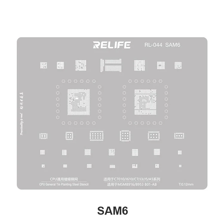 RELIFE RL-044 Serie SAM V2.0 para teléfonos móviles Samsung 15 piezas / juego Plantilla de acero integrada Plantilla de rejilla de soldadura de estaño integrada