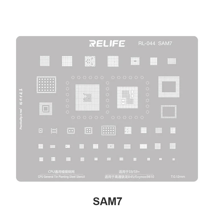 RELIFE RL-044 Serie SAM V2.0 para teléfonos móviles Samsung 15 piezas / juego Plantilla de acero integrada Plantilla de rejilla de soldadura de estaño integrada