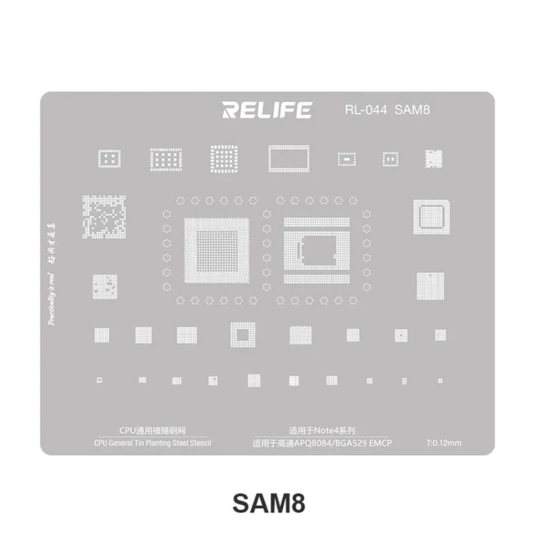 RELIFE RL-044 Serie SAM V2.0 para teléfonos móviles Samsung 15 piezas / juego Plantilla de acero integrada Plantilla de rejilla de soldadura de estaño integrada