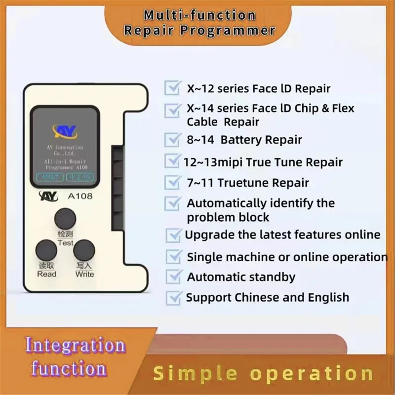 AY A108 Multi-function Repair Programmer Face ID Lattice Repair Module with Battery Repair Module for iPhone