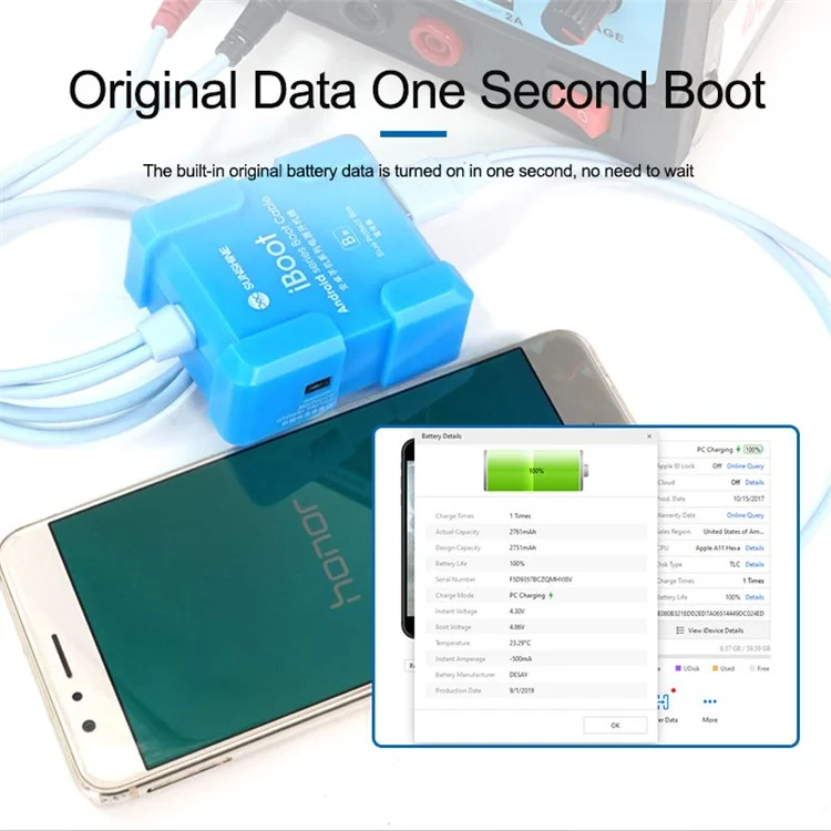 SUNSHINE iBoot B Android Mobile Phone Power Cord Anti-burn Phone Boot Cable