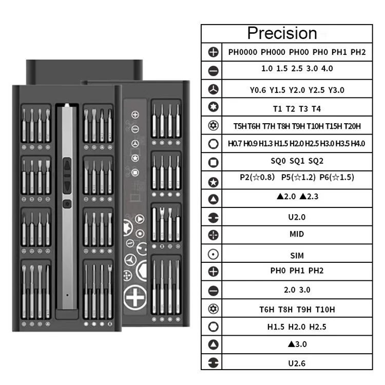 82-en-1 Precision el Destornillador Eléctrico Juego Para Relojes, Cámaras, Drones de 64 Bits Herramientas de Reparación de Destornillador Con Luz LED