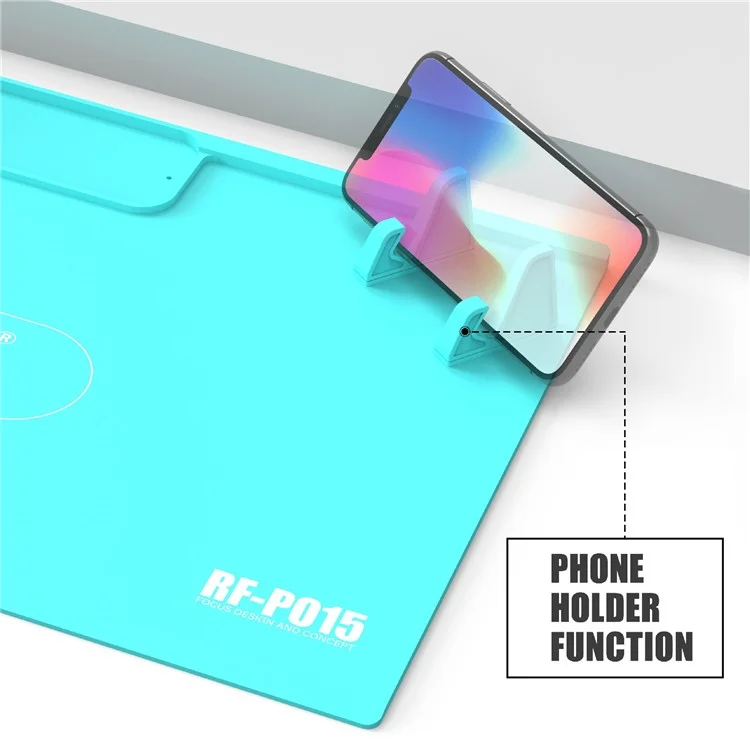 RF4 RF-PO15 Phone Repair Pad Silicone High Temperature Maintenance Mat with Storage Bracket for BGA Soldering Station