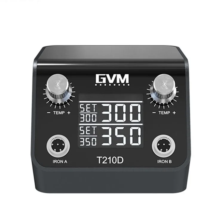 Estación de soldadura doble GVM T210D con sensor inteligente, sueño, pantalla térmica digital y estación de soldadura Nano 110V / 220V - Enchufe del Reino Unido