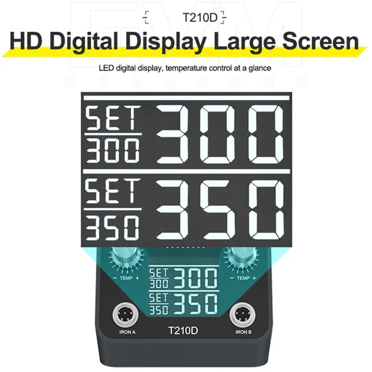 Estación de soldadura doble GVM T210D con sensor inteligente, sueño, pantalla térmica digital y estación de soldadura Nano 110V / 220V - Enchufe del Reino Unido