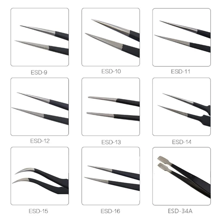 BEST 9Pcs Precision Tweezers Set Anti-Slip Metal Tweezers Kit Multi-Standard Tweezers for Lab, Electronics, Jewelry