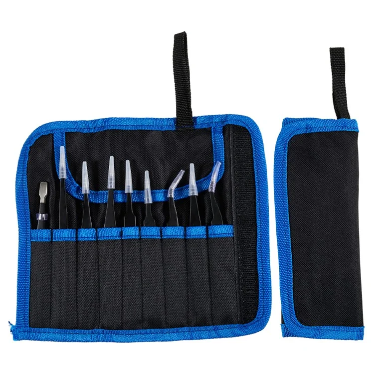 BEST 9Pcs Precision Tweezers Set Anti-Slip Metal Tweezers Kit Multi-Standard Tweezers for Lab, Electronics, Jewelry