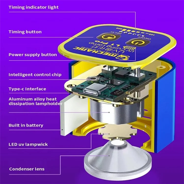 Lámpara de curado de pegamento UV LED MECHANIC L1 Pro Recargable Secador de pegamento de velocidad rápida Lámpara de curado UV