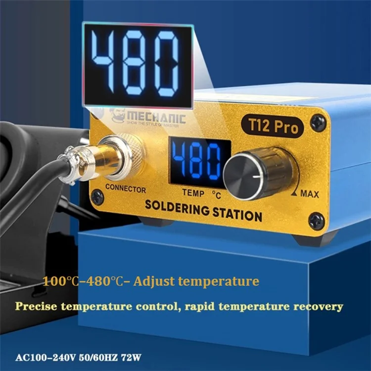 MECHANIC T12 Pro Soldering Station Intelligent Temperature Controller Anti-Static Electronics Repair Tool - UK Plug