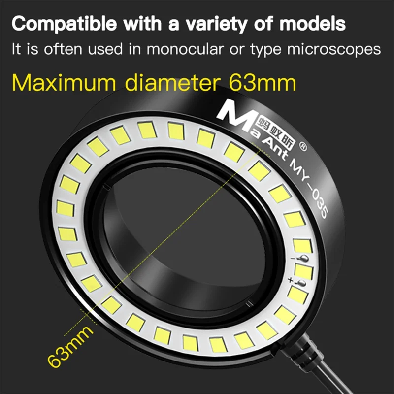 MA ANT MY-035  Annhua 144 LED Ring Microscope Light Adjustable Illuminator Microscope Lamp LED Ring Light Source