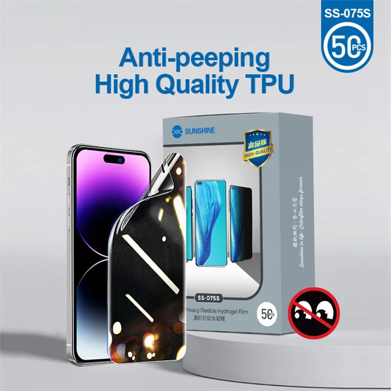SUNSHINE SS-075S 50Pcs Matte Anti-peep Hydrogel Film Privacy Protection Screen Film (Funciona com SUNSHINE SS-890)