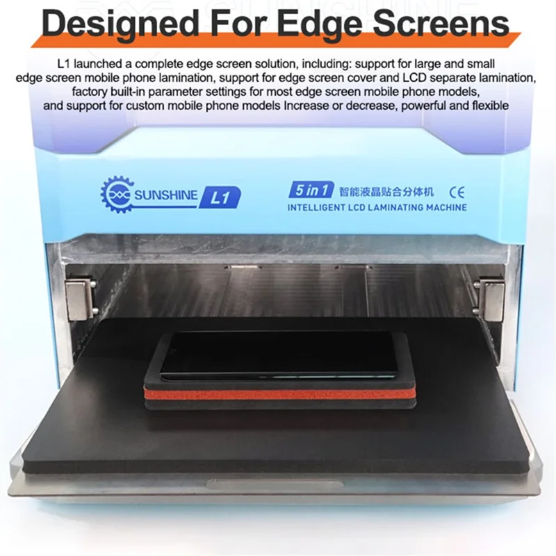 SUNSHINE L1 5-i-1 skærmforseglings smart LCD-lamineringsmaskine til lige og buede telefoner og tablets - EU-stik