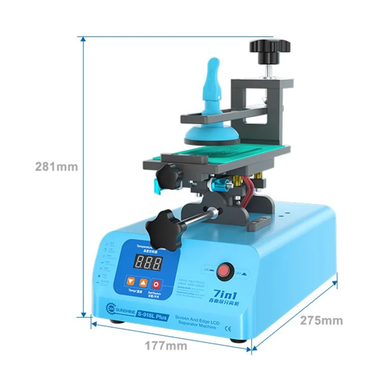 Sunshine S-918L Mais 7 em 1 Separador de Tela Curva Reta de 360 ​​graus Ferramenta de Reparo de Separação de Telefone Celular de Aquecimento de Celular - Plugue do Reino Unido