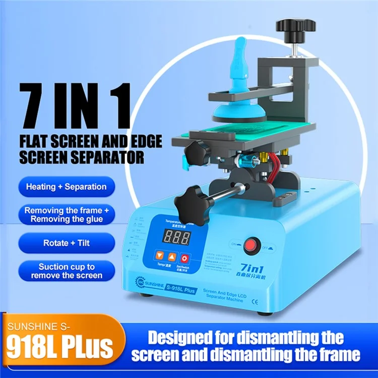 SUNSHINE S-918L Plus 7-in-1 Schermo rettilineo curvo Separatore 360 gradi Riscaldamento Telefono cellulare Strumento di riparazione dello schermo - Spina UK