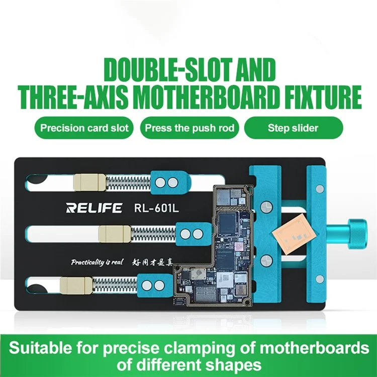 RELIFE RL-601F Ferramenta Universal de Fixação Tri-eixo com Duas Ranhuras para Remoção de Placas de Circuito Impresso, Soldagem de Placa Mãe e Reparo de CI
