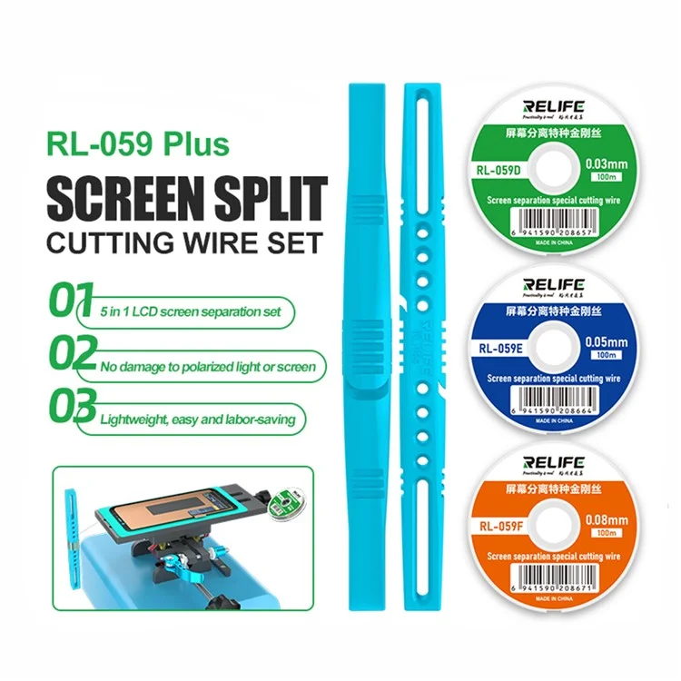 RELIFE RL-059 Plus 5 In 1 Screen Separation Cutting Wire Set Lightweight Diamond Wire Kit for LCD / OLED Screen