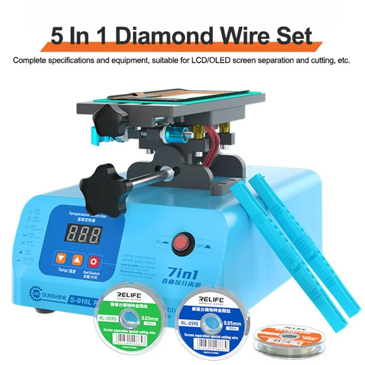 RELIFE RL-059 Plus 5 In 1 Screen Separation Cutting Wire Set Lightweight Diamond Wire Kit for LCD / OLED Screen