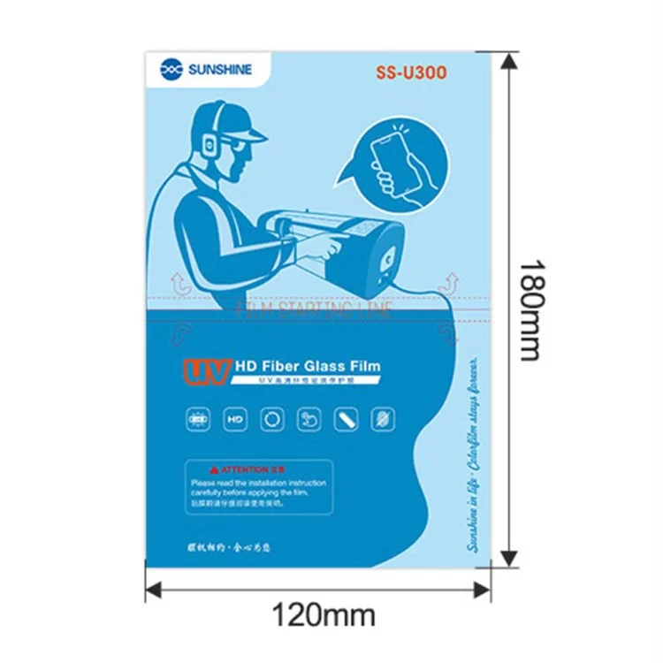 Sunshine SS-U300 25pcs Protetor de Tela de Tela de Vidro de Fibra UV Filme de Estimação Com Lâmpada de Cura UV (trabalho Com Sunshine SS-890)