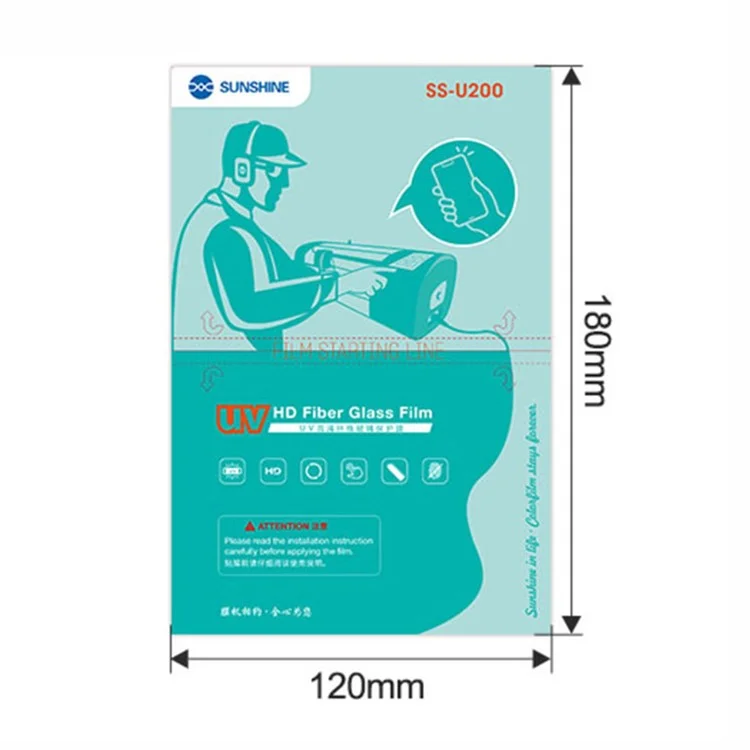 SUNSHINE SS-U200 25Pcs 0.18mm PET Film UV Fiber Glass Screen Protector with UV Curing Lamp (Work with SUNSHINE SS-890)