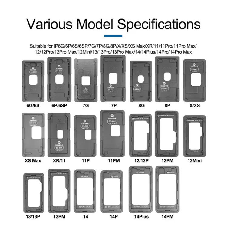 SUNSHINE SS-061 IP Series LCD-Bildschirm-Positionierungsgussform für iPhone 6-14 Pro Max, Aluminiumlegierung OCA-Laminierungsgussform Reparaturwerkzeuge - Für iPhone 14 Pro Max