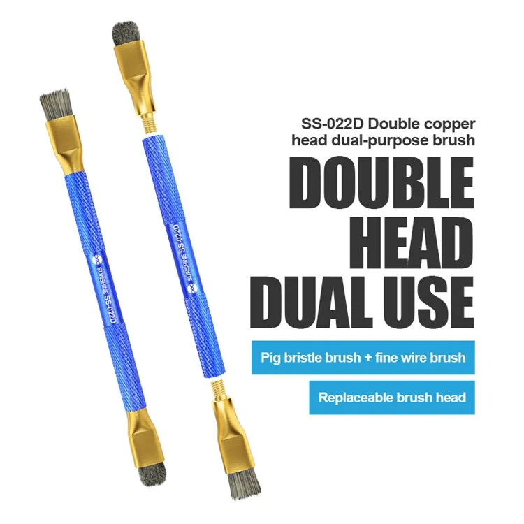 SUNSHINE SS-022D Double Copper Head Dual Purpose Brush Aluminum Alloy Non-Slip Handle Cleaning Brush