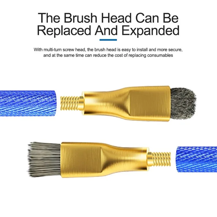 SUNSHINE SS-022D Double Copper Head Dual Purpose Brush Aluminum Alloy Non-Slip Handle Cleaning Brush