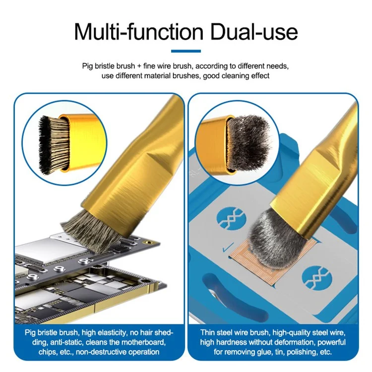 SUNSHINE SS-022D Double Copper Head Dual Purpose Brush Aluminum Alloy Non-Slip Handle Cleaning Brush