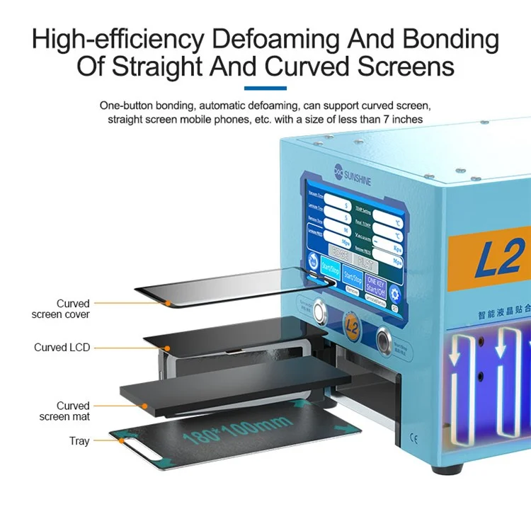 SUNSHINE L2 Smart LCD Laminating and Defoaming All-in-one Machine  for Curved and Flat Screen - EU Plug