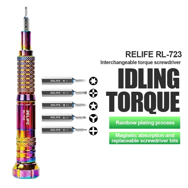 RELIFE RL-723 destornillador de 5 en 1 con 5 brocas Teléfonos Tablet PC Abrir herramientas de reparación y desarmar