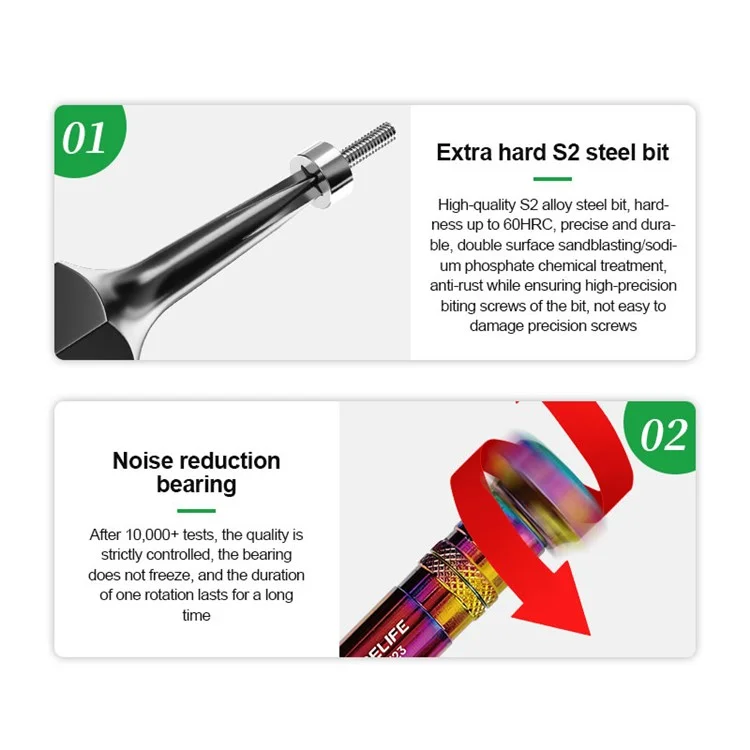 RELIFE RL-723 destornillador de 5 en 1 con 5 brocas Teléfonos Tablet PC Abrir herramientas de reparación y desarmar
