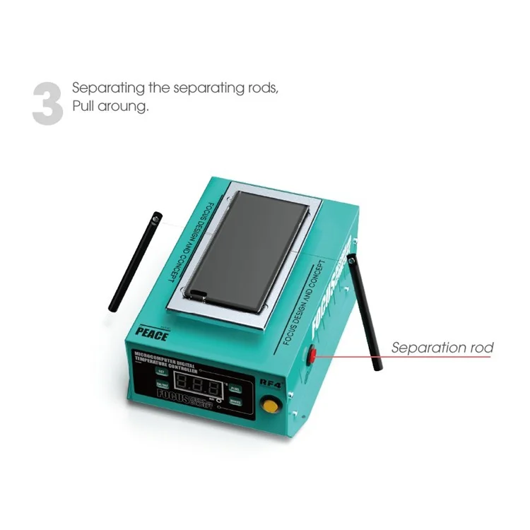 Máquina Separadora a Vácuo RF4 PEACE com Tela de Celular Móvel de 7 Polegadas, Kit de Remoção de Quadro Médio LCD - Plug dos EUA