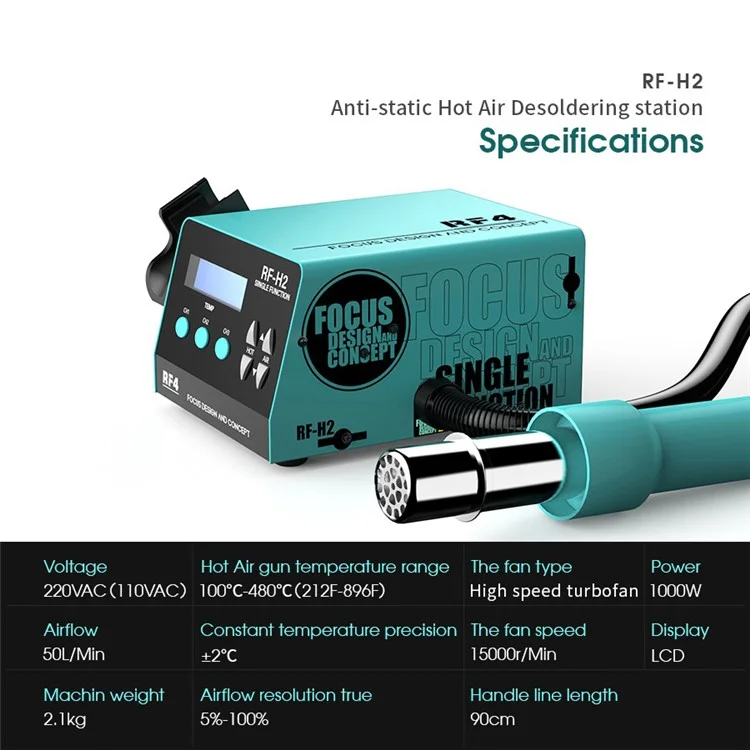 RF4 RF-H2 1000W SMD BGA Heißluftpistole Lötstation Digitale Anzeige Intelligente BGA Reparaturstation - EU-Stecker