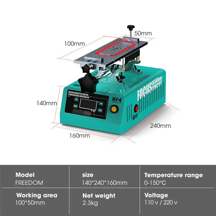 RF4 Freedom Vacuum Separator Machine Pantalla Táctil Touch Herramienta de Reparación de Separadores LCD - Enchufe de Ee. Uu.