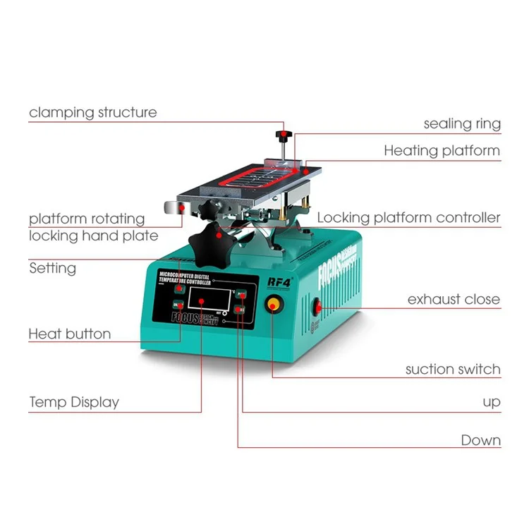 RF4 Freedom Vacuum Separator Machine Pantalla Táctil Touch Herramienta de Reparación de Separadores LCD - Enchufe de Ee. Uu.