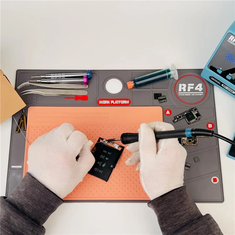 RF4 RF-PO2 Microscope Maintenance Mat Phone Repair Platform Dual Layer Heat Insulated Pad - Green+Red
