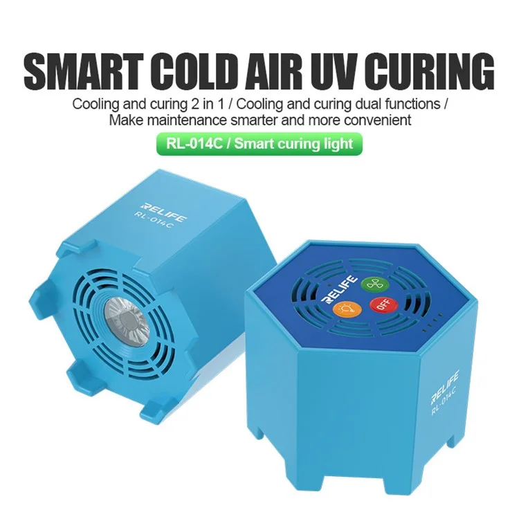 RELIFE RL-014C 2-en-1 Lampe UV de Refroidissement Intelligente Sans Fil à Air Froid Fonctionne sur Batterie Refroidissement et Lampe de Durcissement UV