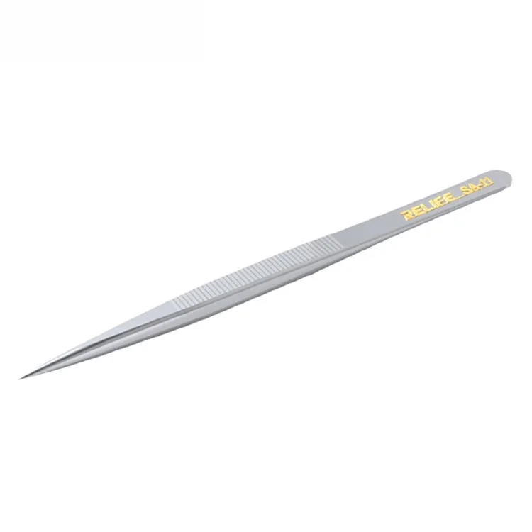 RELIFE SA-11 Stainless Steel Fine Tip Straight Tweezers Electronic Device Precision Repair Tool
