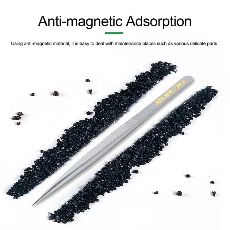 RELIFE SA-11 Stainless Steel Fine Tip Straight Tweezers Electronic Device Precision Repair Tool