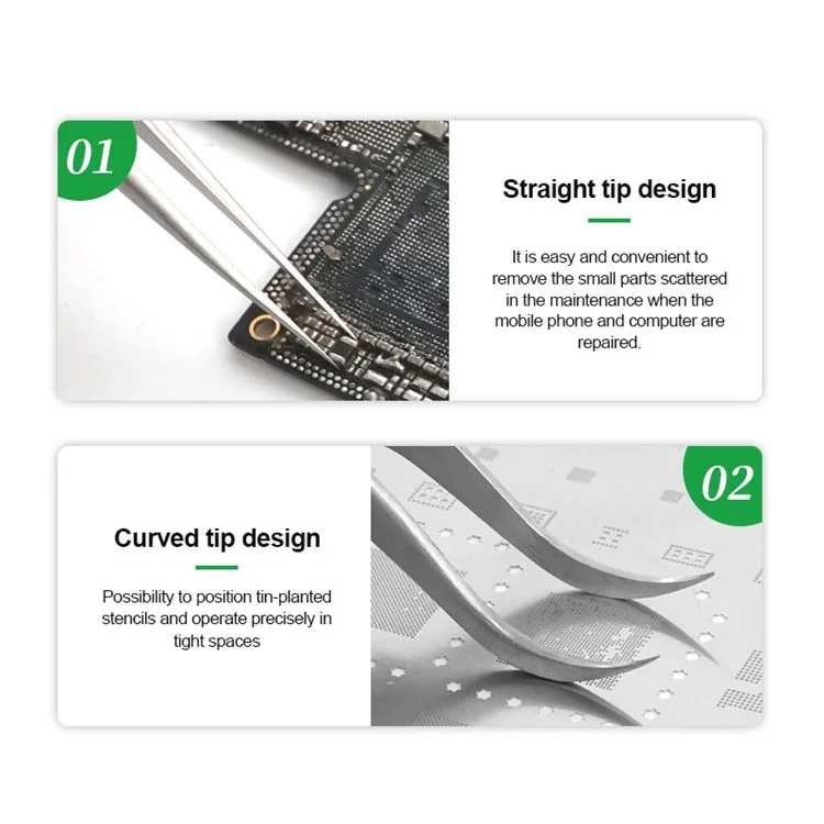 RELIFE SA-15 Anti-skid Stainless Steel Curved Tip Tweezers Electronic Device Precision Repair Tool