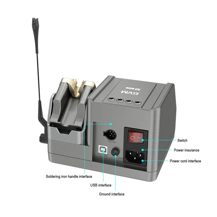 GVM H3 3-in-1 Smart Soldering Station Precision Welding Station 2s Rapid Heating Supports T245 / T210 / T115 Handles - UK Plug