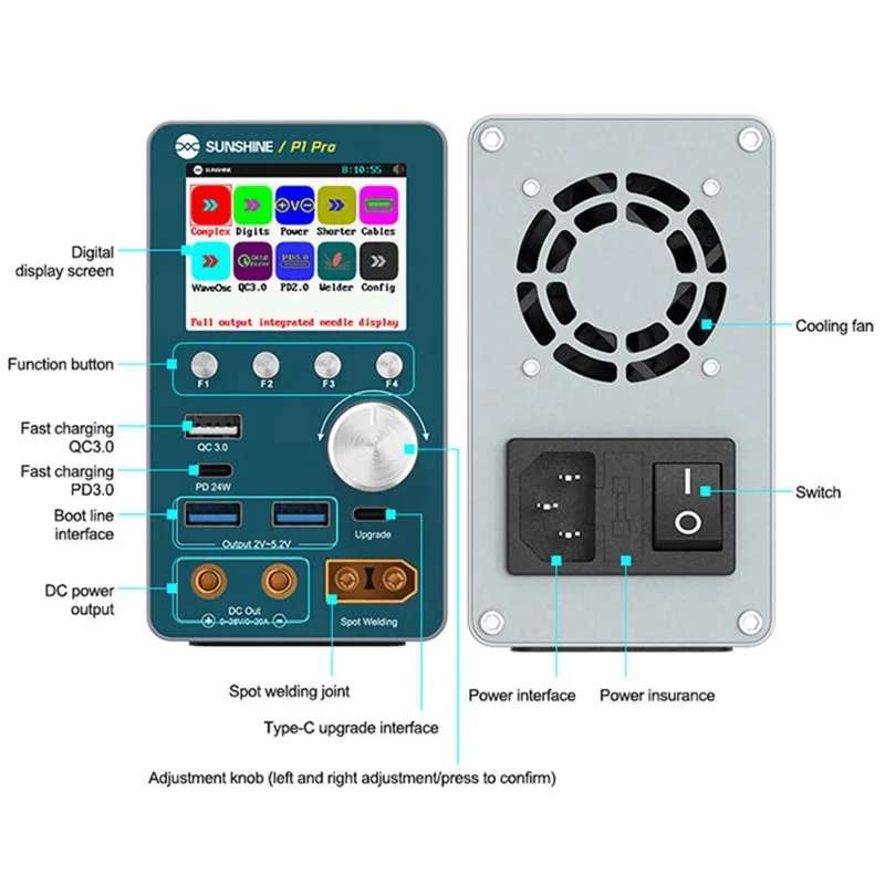 SUNSHINE P1 Pro Intelligent Stabilized Voltage Power Meter Repair Equipment Voltage Stabilization Short Circuit Fault Detection Tool - UK Plug