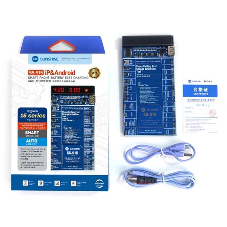 SUNSHINE SS-915 V9.0 Battery Quick Charging Activation Board Universal Phone Repair Battery Activation Plate Test Fixture for Apple / Android