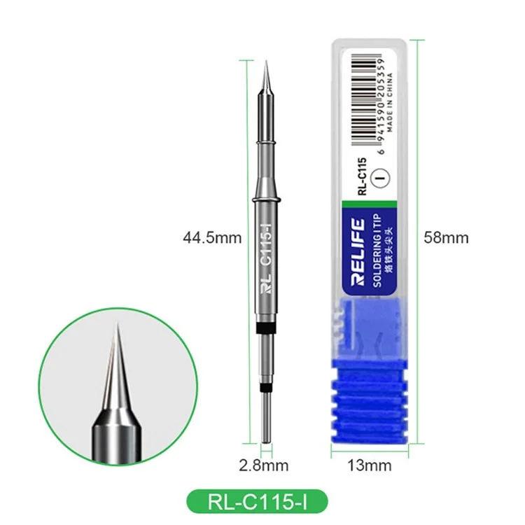 RELIFE RL-C115 Cabeza de Reemplazo de Punta de Hierro Soldador Para la Herramienta de Micro Soldadura en la Placa Base Del Teléfono - RL-C115-I